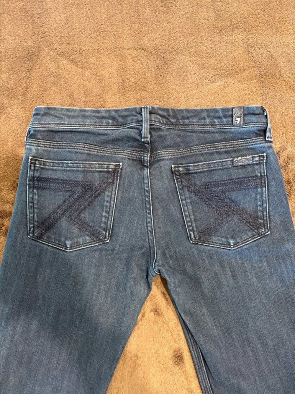 7 For All Mankind Flynt Bootcut Jeans Size 28 Dark Wash Embroidered Pocket 31